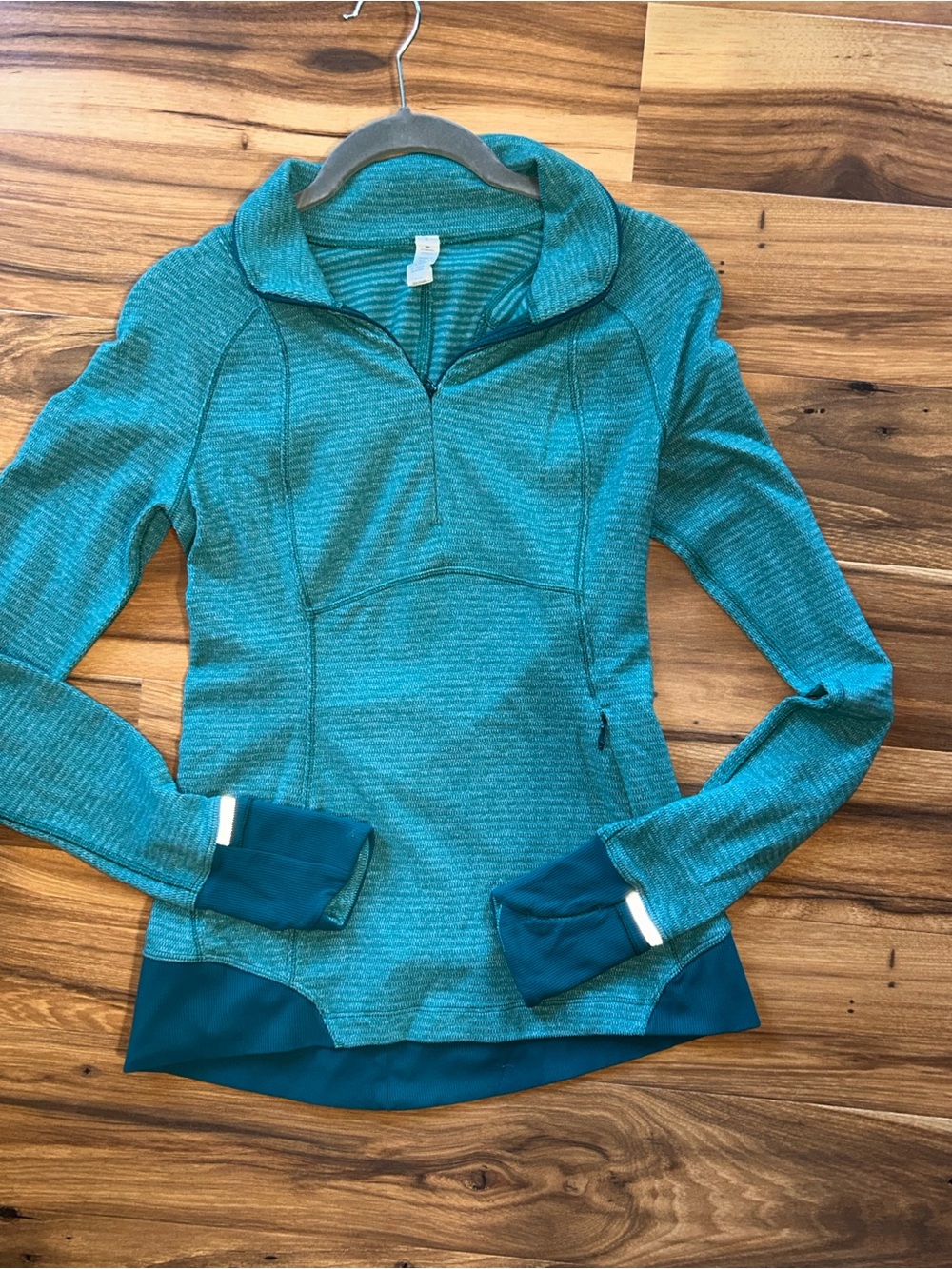 lululemon athletica Teal Quarter-Zip Cowl Pullover